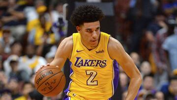 ANAHEIM, CA - SEPTEMBER 30: Lonzo Ball #2 of the Los Angeles Lakers during the game against the Minnesota Timberwolves on September 30, 2017 at the Honda Center in Anaheim, California. NOTE TO USER: User expressly acknowledges and agrees that, by downloading and or using this photograph, User is consenting to the terms and conditions of the Getty Images License Agreement.   Robert Laberge/Getty Images/AFP
 == FOR NEWSPAPERS, INTERNET, TELCOS &amp; TELEVISION USE ONLY ==