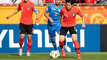 Kang-in Lee, en un partido de Corea. 