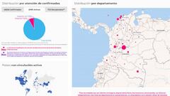 Mapa del coronavirus en Colombia