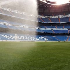 El Bernabéu se pone guapo para la Supercopa: así luce el césped