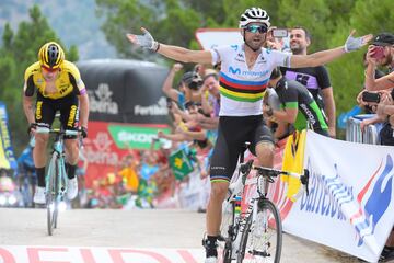 Alejandro Valverde celebrando la victoria de la etapa.