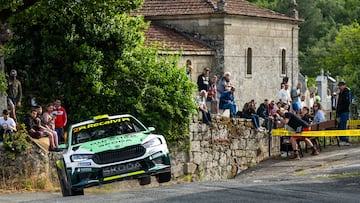 Javier Pardo, con el Skoda en el Rally de Ourense.