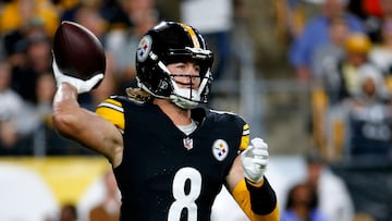 PITTSBURGH, PENNSYLVANIA - SEPTEMBER 18: Kenny Pickett #8 of the Pittsburgh Steelers against the Pittsburgh Steelers against the Cleveland Browns during the first quarter at Acrisure Stadium on September 18, 2023 in Pittsburgh, Pennsylvania.   Justin K. Aller/Getty Images/AFP (Photo by Justin K. Aller / GETTY IMAGES NORTH AMERICA / Getty Images via AFP)