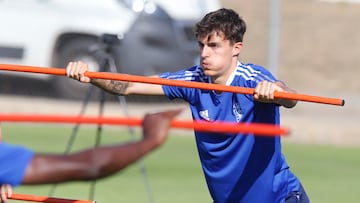 Alejandro Francés, durante un entrenamiento con el Real Zaragoza.