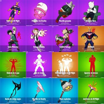 Todos los objetos de la tienda de My Hero Academia en Fortnite