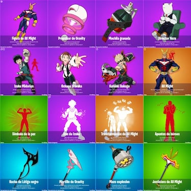 Fortnite x My Hero Academia: nuevas skins de Midoriya, Uraraka, Bakugo y All Might, Misiones y nueva arma Mítica