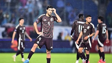 Raul Jimenez of Mexico during the Quarterfinals first leg match between Honduras and Mexican National Team (Mexico) as part of the Concacaf Nations League 2024-2025 at Francisco Morazan Stadium on November 15, 2024 in San Pedro Sula, Honduras.