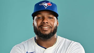 DUNEDIN, FLORIDA - FEBRUARY 21: Vladimir Guerrero Jr #27 of the Toronto Blue Jays poses for a picture during the 2025 Toronto Blue Jays Photo day at the Player Development Complex on February 21, 2025 in Dunedin, Florida. Julio Aguilar/Getty Images/AFP (Photo by Julio Aguilar / GETTY IMAGES NORTH AMERICA / Getty Images via AFP)