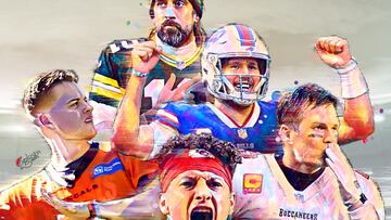 Aaron Rodgers, Tom Brady, Josh Allen, Patrick Mahomes y Joe BUrrow