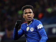 Estevão celebra su gol en el partido de la Champions ante el Barcelona del pasado 25 de noviembre.