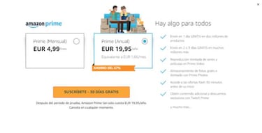 Subida de precios en Amazon España, nueva suscripción Prime mensual a 5€