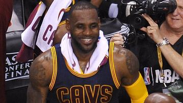 LeBron James durante la celebración del título de la Conferencia Este.