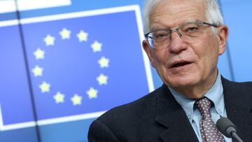 FILE PHOTO: High Representative of the European Union for Foreign Affairs and Security Policy Josep Borrell attends a news conference after Russia's invasion of Ukraine, in Brussels, Belgium, February 28, 2022.  REUTERS/Yves Herman/File Photo