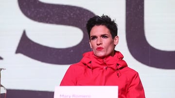 La boxeadora española Mary Romero en la rueda de prensa de su combate.
