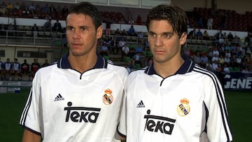 Fernando Redondo y Santiago Hern&aacute;n Solari, en la pretemporada del Real Madrid en 2000 en Nyon (Suiza).