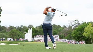 Stephan Jaeger of Germany hits a tee shot on the seventh hole.