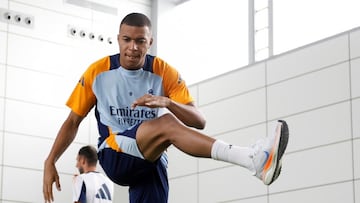 Mbappé, en el gimnasio de Valdebebas.