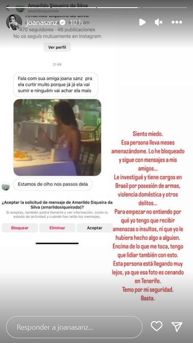 Joana Sanz, amenazada: Temo por mi seguridad