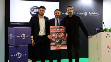 José Bernal, Lisandro Vieites y Fernando Sanz en la presentación del III World Padel Soccer en FITUR.