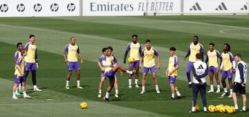 Los jugadores del Madrid, en la última sesión preparatoria.