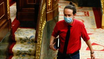 Pablo Iglesias  during a control session at Congreso de los Diputados, in Madrid on Wednesday 17 March, 2021 
 Sergio R. Moreno / GTRES / POOL