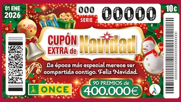Cupón Extra de Navidad de la ONCE: a qué hora es y cuánto toca de premio en el sorteo del 1 de enero de 2026