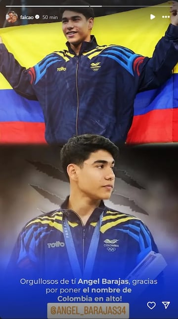 El delantero de Millonarios envió un mensaje de agradecimiento a Ángel Barajas tras conseguir la medalla de plata en la prueba de barra fija en París 2024.