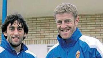 <b>CONVENCIDOS. </b>Diego y Sergio, a la conclusión del entrenamiento de ayer. Los dos van a hacer todo lo posible por jugar en El Madrigal.