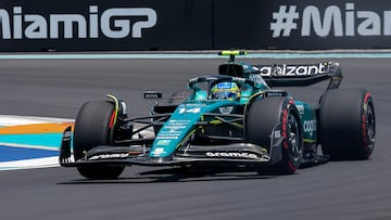 Miami Gardens (United States), 06/05/2023.- Spanish Formula One driver Fernando Alonso of Aston Martin team in action during the third practice session for the Formula 1 Miami Grand Prix at the Miami International Autodrome circuit in Miami Gardens, Florida, USA, 06 May 2023. The 2023 Formula 1 Miami Grand Prix takes place on 07 May 2023. (Fórmula Uno, Estados Unidos, Roma) EFE/EPA/CRISTOBAL HERRERA-ULASHKEVICH