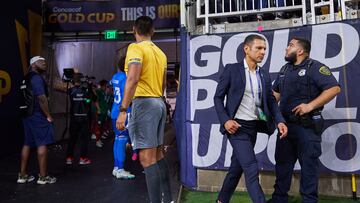 Jaime Lozano durante el partido México vs Honduras, correspondiente al grupo B de la Copa Oro de la CONCACAF 2023, en el Estadio NRG, el 25 de junio de 2023.