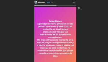 El mensaje de Muriel en su cuenta de Instagram