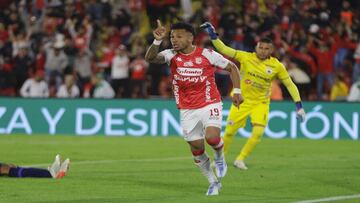 Wilson Morelo celebra su gol contra Pasto.