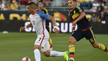 USA&#039;s Bobby Wood in action.