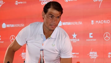 Rafa Nadal, durante su rueda de prensa en el Mutua Madrid Open.