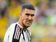 Dusan Vlahovic looks on during the preseason friendly match between Borussia Dortmund and Juventus at Signal Luna Park, Dortmund, Germany on August 10, 2025. (Photo by Ulrik Pedersen/NurPhoto via Getty Images)