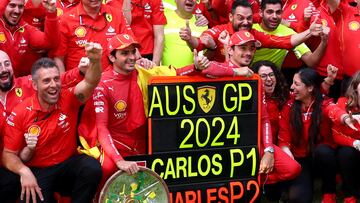 Ferrari celebra la victoria de Sainz y el podio de Leclerc en el GP de Australia.