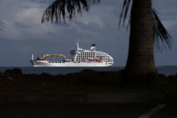 El Aranui 5, el crucero que hace de villa olímpica en Tahití.