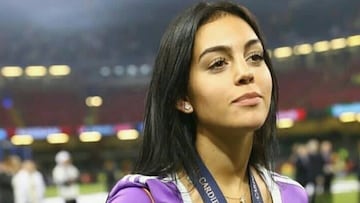 Georgina Rodr&iacute;guez en el estadio de Cardiff despu&eacute;s de que el Real Madrid ganara su 12&ordf; Champions ganando 4-1 a la Juventus.