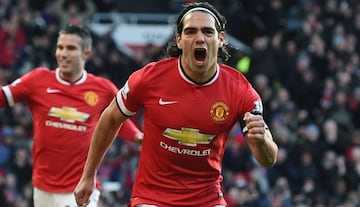 Falcao celebra un gol con el Manchester United