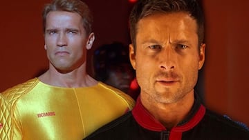 The Running Man Glen Powell y Arnold