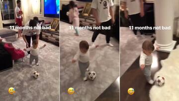 Con 11 meses, as&iacute; mueve el bal&oacute;n el hijo de Cesc Fabregas