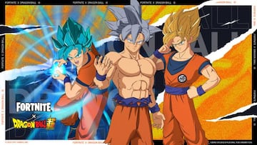 Arte oficial de la skin de Son Goku, de Dragon Ball Super, en Fortnite