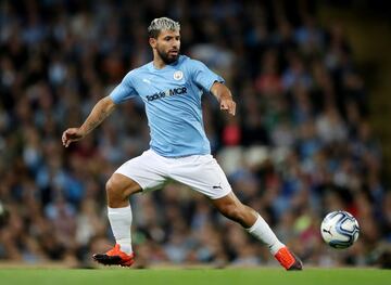 Sergio Ag邦ero, jugador del Manchester City. Premier League, Inglaterra.