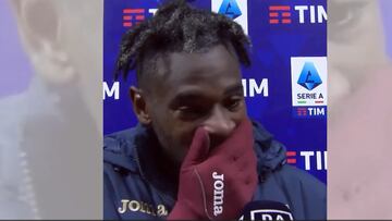 Las lágrimas de Duván Zapata tras su doblete ante Atalanta