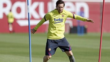 Messi, en un entrenamiento.