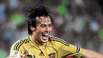 <b>EL MAGO CANARIO. </b>David Silva celebró así su su gol ante Rúsiaen las semifinales de la Eurocopar, el pasado jueves día 26 de junio en Viena.