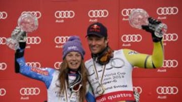 La eslovena Tina Maze y el noruego Aksel Lund Svindal ganaron el Globo de Cristal de supergigante.