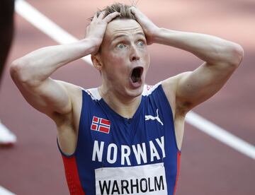 Karsten Warholm hizo 45.94 en los400 vallas de los Juegos de Tokio.