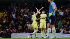   Andrea Pereira  celebrates her goal 2-0 wuth Katty Martinez  of America during the game America vs Guadalajara, corresponding "Clasico de Mexico" to Round 11 of the Torneo Clausura 2023 of the BBVA MX Womens League, at Azteca Stadium, on March 24, 2023.

<br><br>

Andrea Pereira celebra su gol 2-0 con Katty Martinez de America durante el partido America vs Guadalajara, Correspondiente a "Clasico de Mexico" de la Jornada 11 del Torneo Clausura 2023 de la Liga BBVA MX Femenil, en el Estadio Azteca, el 24 de Marzo de 2023