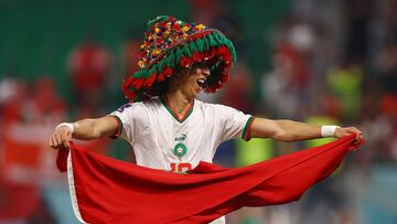 Soccer Football - FIFA World Cup Qatar 2022 - Group F - Canada v Morocco - Al Thumama Stadium, Doha, Qatar - December 1, 2022 Morocco's Jawad El Yamiq celebrates after the match as Morocco qualify for the knockout stages REUTERS/Lee Smith